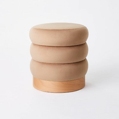  Clarkdale Channel Tufted Ottoman With Wood Base - Threshold™ Designed With Studio McGee