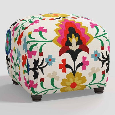  Poppy Ottoman In Damask - Skyline Furniture