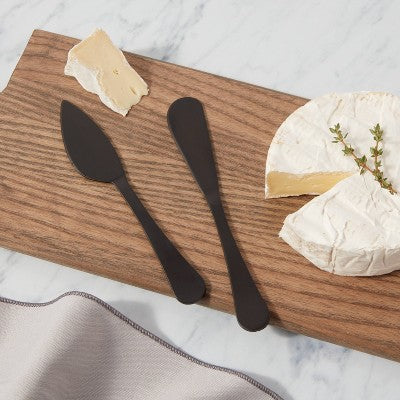 2pk Stainless Steel Cheese Knives Black - Threshold™