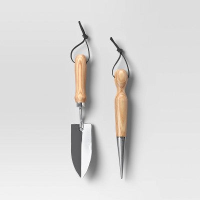  2pc Plant Gardening Tool Set Stainless Steel Finish - Threshold™