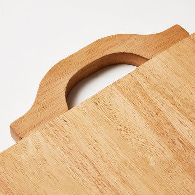  Large Handled Serving Board Brown - Threshold™ Designed With Studio McGee: Rubberwood Charcuterie Tray, 22" Rectangle