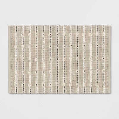  Woven Striped Flatweave Rug Black/Cream - Threshold™