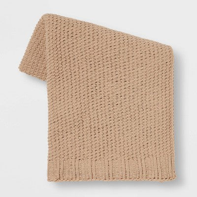  Solid Chenille Knit Throw Blanket - Threshold™