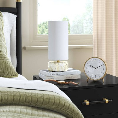  6" Mantle Clock With Alarm Brass - Threshold™: Modern White Face, Table & Desk Timepiece