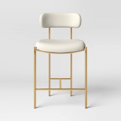  Orion Luxe Backed Counter Height Barstool With Brass Legs Gray Velvet - Threshold™