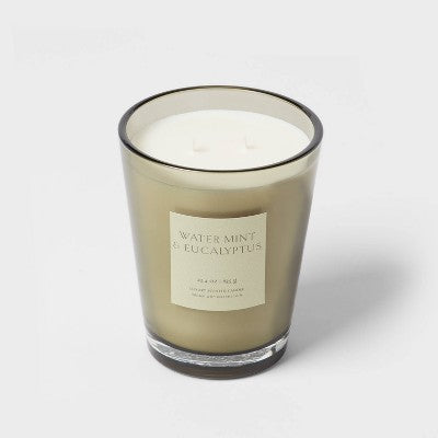  Colored Vase Glass With Dustcover Watermint And Eucalyptus Candle Green - Threshold™