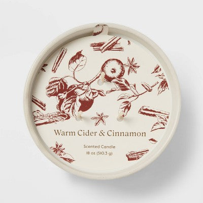  Textured Straight Side Ceramic Warm Cider & Cinnamon Candle White - Threshold™