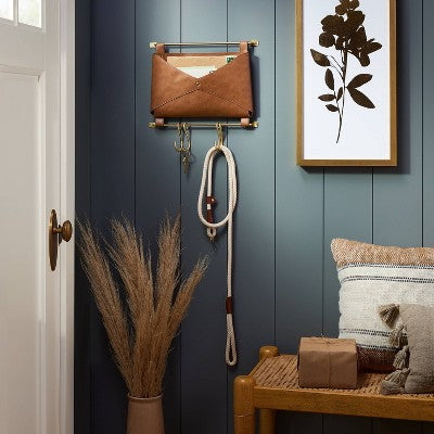  Entryway Organizer Faux Leather And Gold - Threshold™