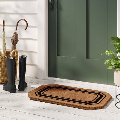 1'6"x2'6" Octagon Frame Coir Doormat Black - Threshold™ Designed With Studio McGee™