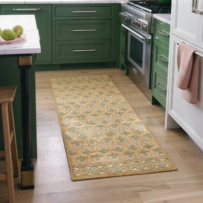  28"x84" Floral Block Memory Foam Runner Rug Yellow - Threshold™