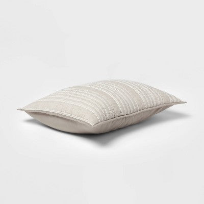  Gray Stitched Stripe Sham (Standard) - Threshold™