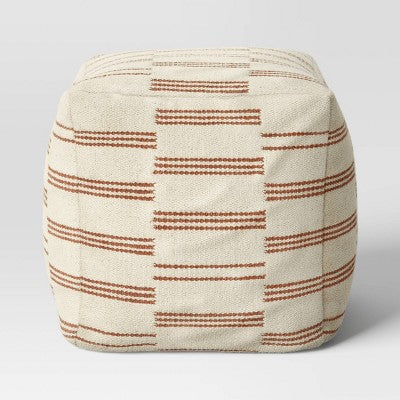  Palmette Wool Kilim Style Pouf With Removable Fill Cream With Rust Stripe - Threshold™