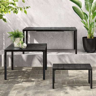 Metal Beech Rust And UV-Resistant Outdoor Patio Coffee Table Matte Black - Threshold™