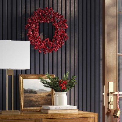  Artificial Plant Small Mixed Greenery And Poinsettia Arrangement - Threshold™