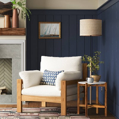  Canyon Slouchy Arm Rustic Wood Accent Chair Cream - Threshold™