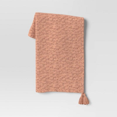  Textured Knit Throw Blanket With Tassels - Threshold™