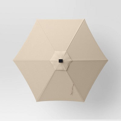  9' Round Solar Outdoor Patio Market Umbrella Tan - Threshold™