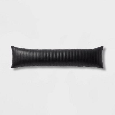  Lumbar Faux Leather Channel Stitch Decorative Throw Pillow - Threshold™