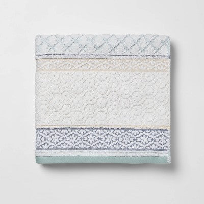  Pattern Filled Stripe Towel Blue - Threshold