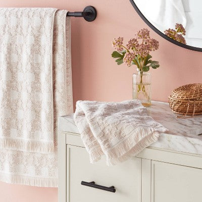  Boho Ikat Patterned Towel Cream - Threshold™