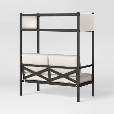  Ryegate 2pc 4' Mini Patio Daybed With Ottoman Weathered Teak - Threshold™