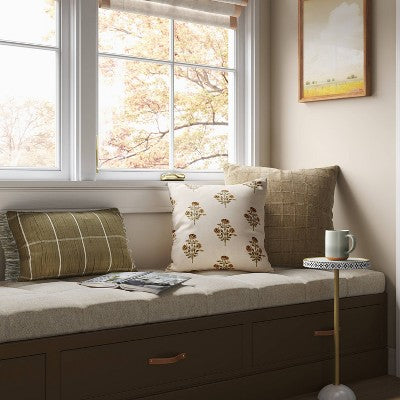  Block Print Floral Square Throw Pillow - Threshold™