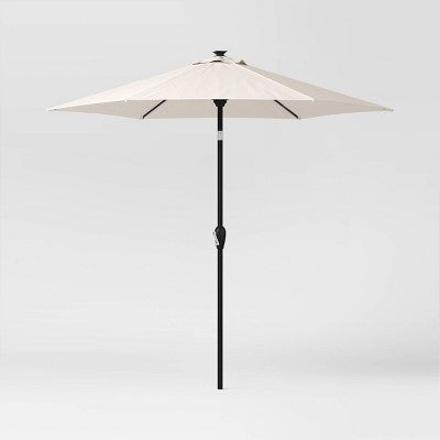  8' Round Solid Solar Outdoor Patio Market Umbrella With Black Pole - Threshold™