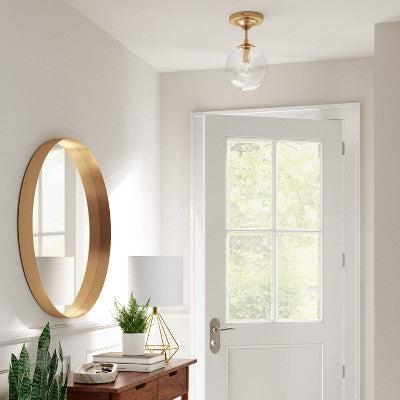  Geneva Collection Glass Semi Flush Mount Ceiling Globe Brass - Threshold™