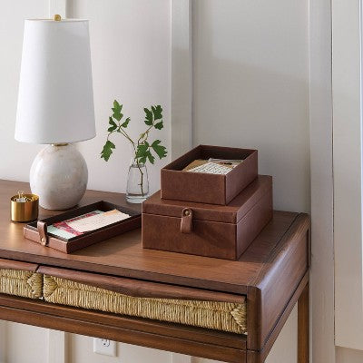  Faux Leather Storage Box Set - Threshold™