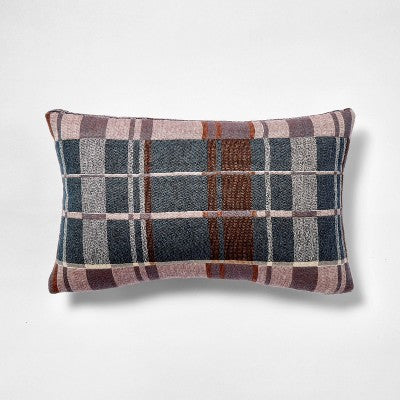  Lumbar Woven Grid Pillow Neutral/Navy/Tan - Threshold Designed With Studio McGee
