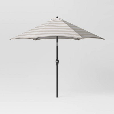  9' Round Cabana Stripe Outdoor Patio Market Umbrella With Black Pole - Threshold™