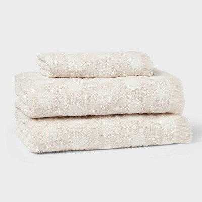  Boho Ikat Patterned Towel Cream - Threshold™