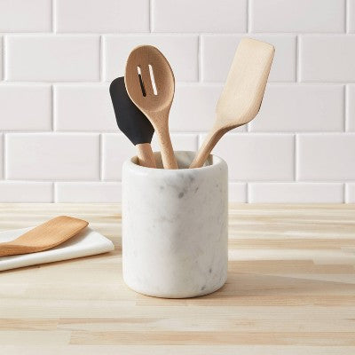  Marble Utensil Holder White - Threshold™: Off-White Kitchen Storage, Marble Kitchen Utensil Holder, 6.25" Height