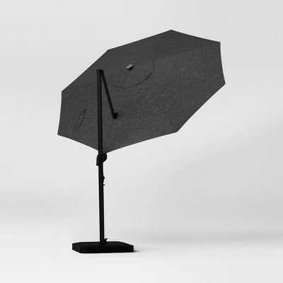  10' Round Solid Solar Offset Outdoor Patio Cantilever Umbrella With Black Pole - Threshold™