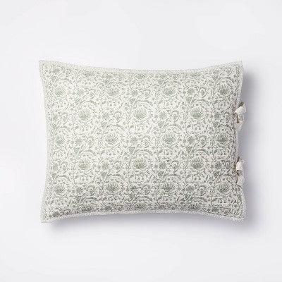  Decorative Border Cotton Slub Print Quilt Sham Light Teal Green – Threshold™ Designed With Studio McGee