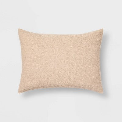  Matelassé Medallion Coverlet Sham Beige - Threshold™
