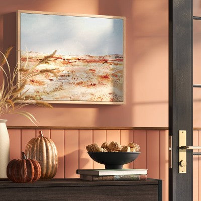  16" X 20" Warm Colors Landscape Framed Canvas Natural - Threshold™