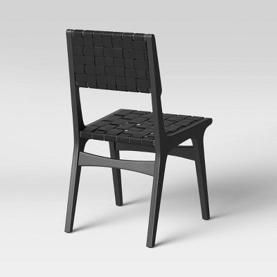  Ceylon Woven Dining Chair Black - Threshold™: Rubberwood Frame, Polyester Accents, 250lb Capacity
