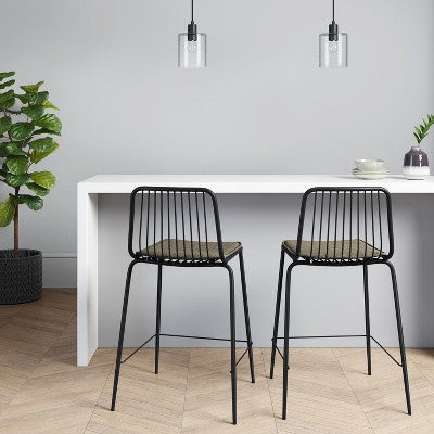  Set Of 2 Sodra Rounded Seat Wire Counter Height Barstool Black - Threshold™