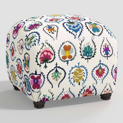  Poppy Ottoman In Damask - Skyline Furniture