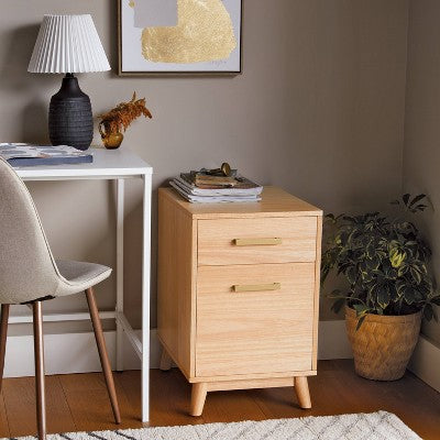  Wood Mid Century File Cabinet Light Brown - Threshold™