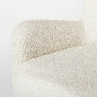  Kessler Swivel Accent Chair Cream Faux Shearling - Threshold™ Designed With Studio McGee: Luxury Glam Furniture, No Assembly Required