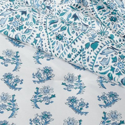  12pc Reversible Paisley Print Comforter & Sheets Set Blue/Dark Teal Blue - Threshold™