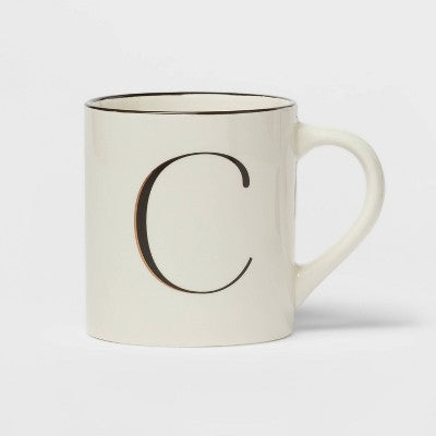  16oz Stoneware Monogram Mug Ivory - Threshold™