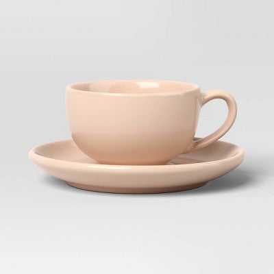  2pc 4.3 Fl Oz New Modern Coupe Espresso Mug With Saucer Pink - Threshold™