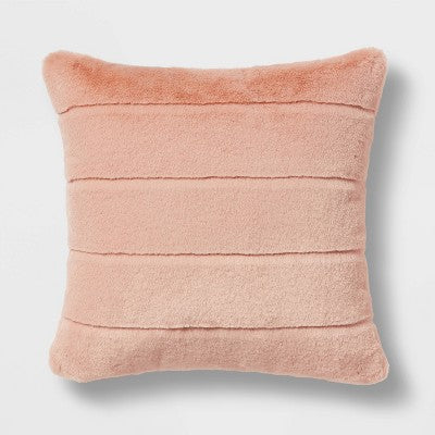  Square Faux Fur Channeled Decorative Throw Pillow - Threshold™
