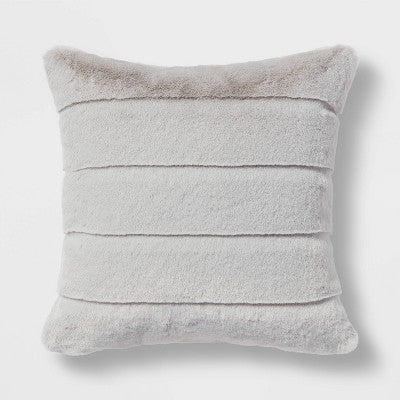  Square Faux Fur Channeled Decorative Throw Pillow - Threshold™