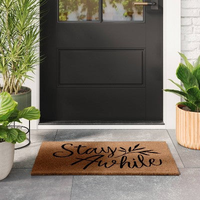  1'6"x2'6" Stay Awhile Coir Doormat Natural - Threshold™