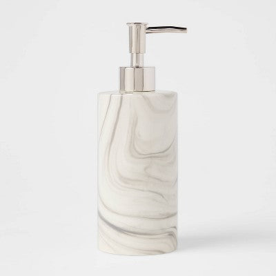  4pc Marbled Ceramic Bathroom Accessories Set Marble - Threshold™