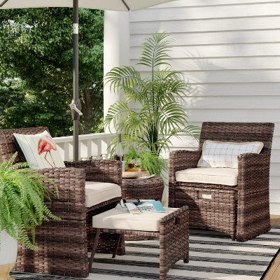  Halsted 5pc Wicker Small Space Patio Furniture Set - Threshold